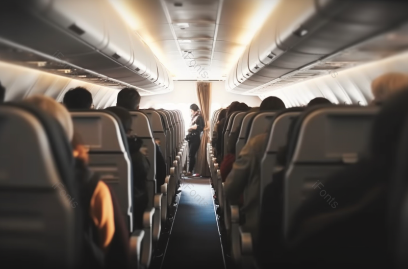 明亮舒适的飞机客舱里坐满了安静的乘客,高清,摄影图,摄影图片,图片大全,摄影图免费下载